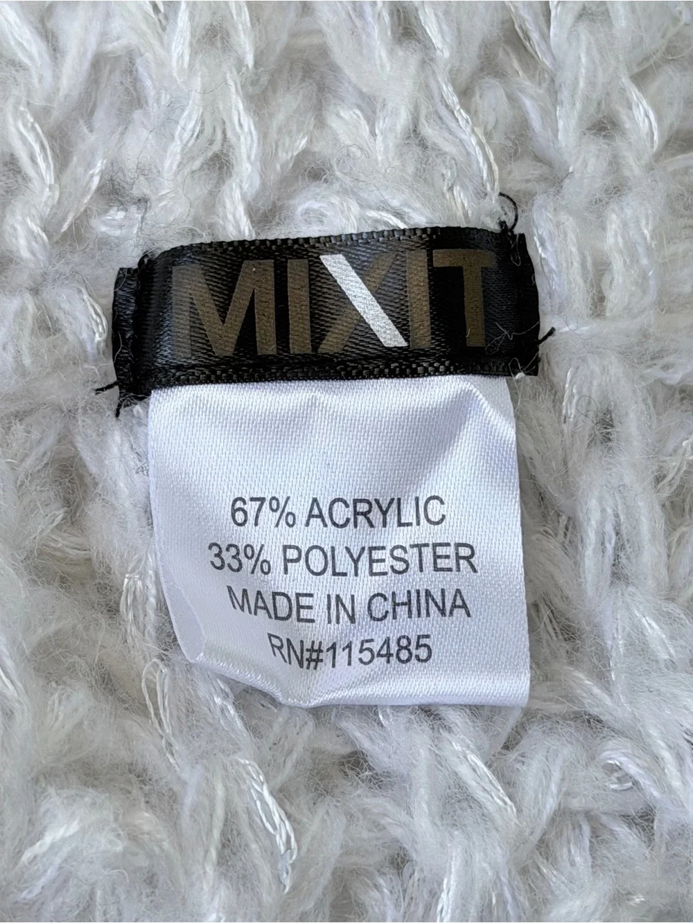 Mixit White Knit Infinity Scarf with Silver Threading